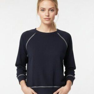 Stateside Softest Fleece Shrunken Sweatshirt With Contrast In New Navy, M